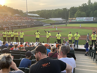 An image of the locators on top of the dugout of the Bowie Baysox