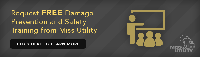 Graphical banner for the Miss Utility Damage Prevention and Safety Training Meetings.